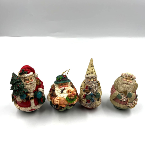 Vintage Lot 4 Roly Poly Santa Claus Through The Decades Roman MidWest Imports - Picture 1 of 11